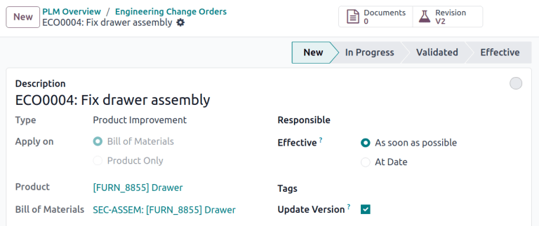 Odoo's single platform PLM application Odoo's single platform PLM application